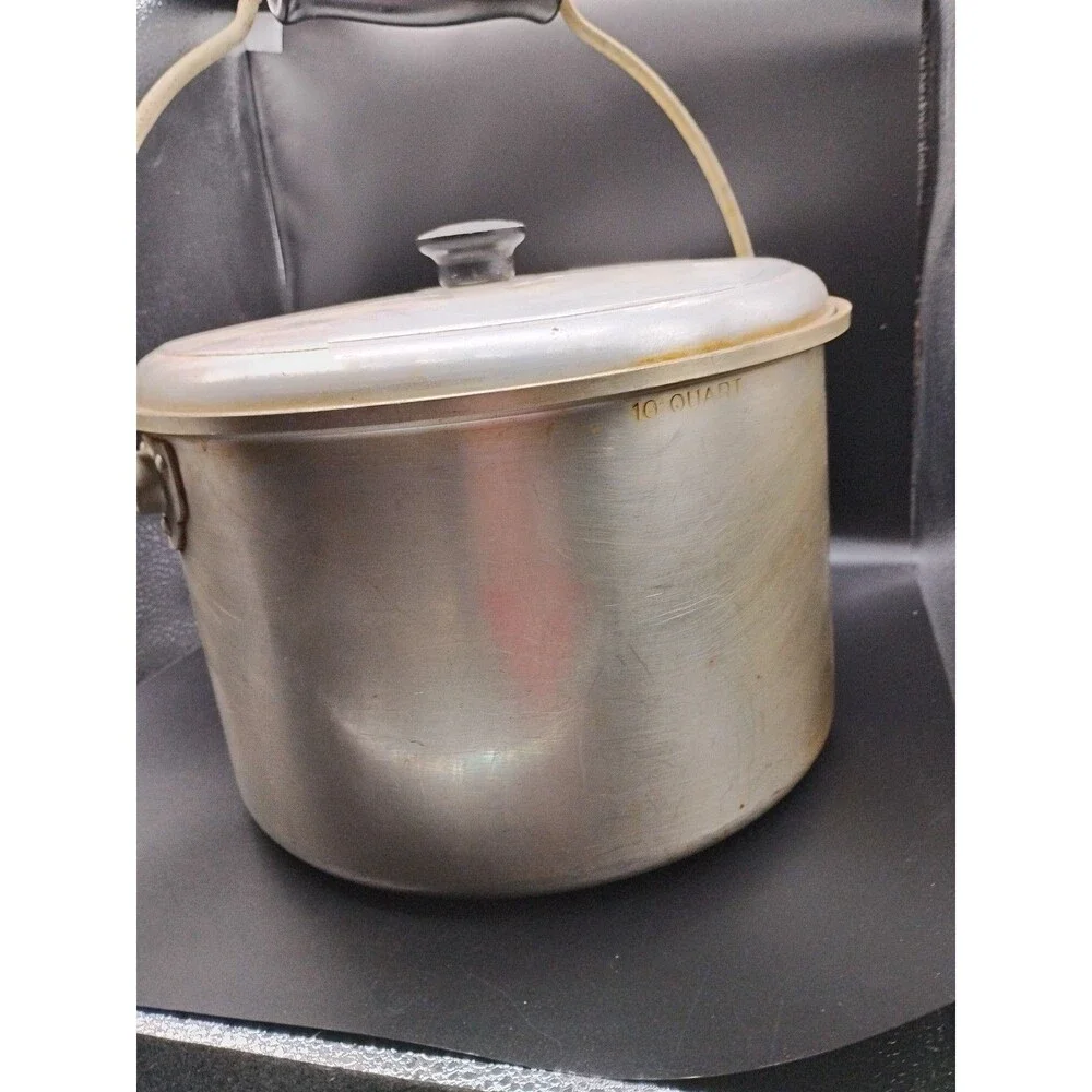 Vtg. Sears Best Maid of Honor 10 Quart Aluminum Pot w/Lid & Locking Bail Handle